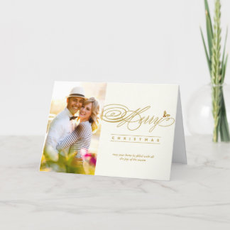 Tarjeta Festiva Fotos de caligrafía de guión clásico de Feliz Navi