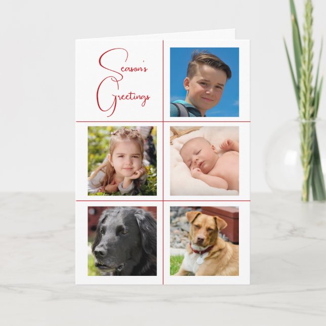 Tarjeta Festiva Fotos de cinco días de saludo de temporada (Anverso)