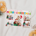 Tarjeta Festiva Fotos de cinco navidades coloridas y brillantes<br><div class="desc">Captura la alegría y la magia de la temporada navideña con esta tarjeta única y festiva, colorida y brillante navidad navideña cinco fotos. Su diseño es sencillo y divertido, con una paleta de colores arcoiris de color rojo, verde, amarillo, azul, naranja y rosa, creando un ambiente vibrante y alegre. El...</div>