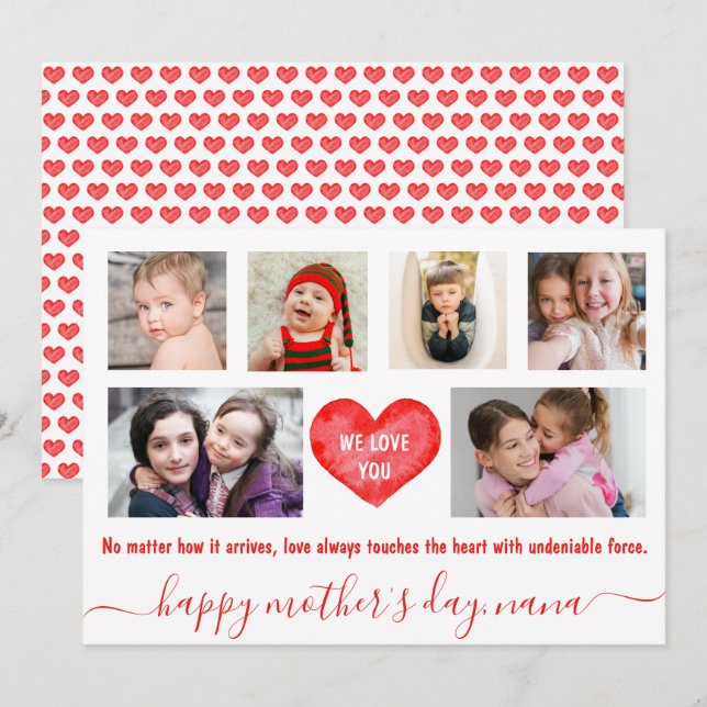 Tarjeta Festiva Fotos de Collage| Feliz Día de las Madres| Seis Fo (Anverso / Reverso)