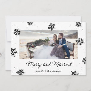 Tarjeta Festiva Fotos de copos de nieve en blanco y negro Felices