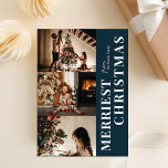 Tarjeta Festiva Fotos de escritura azul contemporánea de los más r<br><div class="desc">Tarjeta de vacaciones con fotos con guión azul para los más amables Navidades. Envíe personalizable y saludos personalizados de vacaciones a amigos, colegas y familia en festividades de diseño fotográfico simple, moda, elegante y moderno, tarjetas de estilo minimalista natural! Debajo de la caligrafía se muestra el mensaje de bienvenida de...</div>