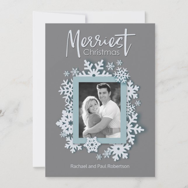 Tarjeta Festiva Fotos de estilo navideño moderno de los más ricos  (Anverso)