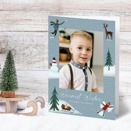 Tarjeta Festiva Fotos de Falling Snow Whimsical 2