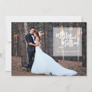 Tarjeta Festiva Fotos de feriado con letras de merry y casadas