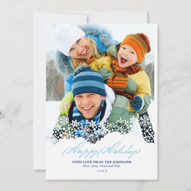 Tarjeta Festiva Fotos de feriado de Navidades blancos con copas de (Anverso)