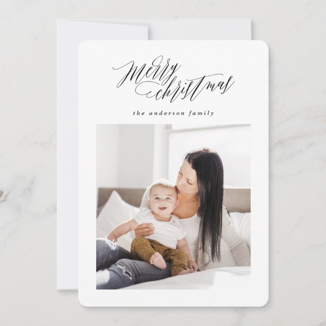 Tarjeta Festiva Fotos de festividad de escritura navideña Merry (Anverso)