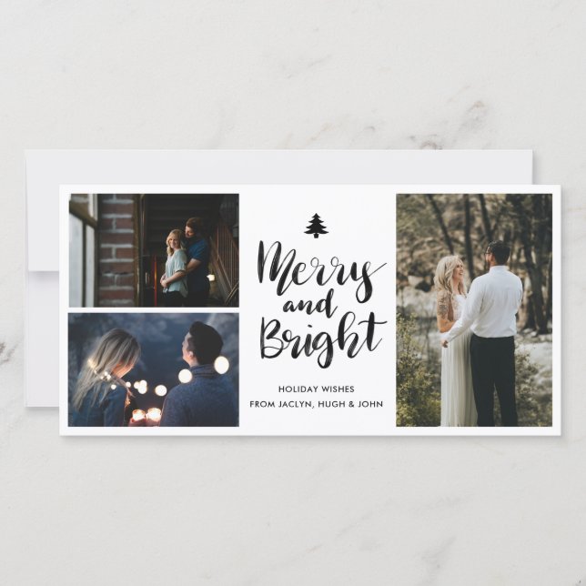 Tarjeta Festiva Fotos De Festividad De Guión Escrito A Mano Y Bril (Anverso)