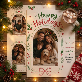 Tarjeta Festiva Fotos de garabatos dibujados a mano arco de Navida