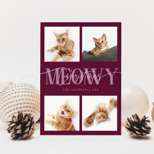 Tarjeta Festiva Fotos de gato de Navidades Meowy Navidades de Cran