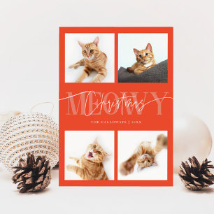 Tarjeta Festiva Fotos de gato de Navidades Meowy Navidades rojos r
