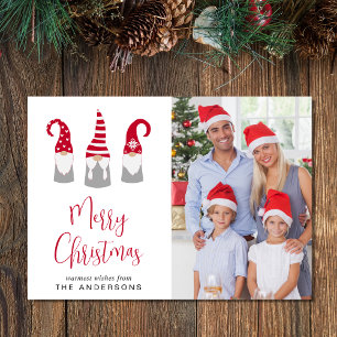 Tarjeta Festiva Fotos de Gnomos Navideños Felices