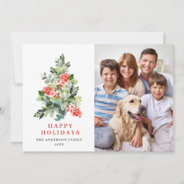 Tarjeta Festiva Fotos de Holly Berry Christmas Tree Greding