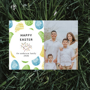 Tarjeta Festiva Fotos de Huevos de Acuarela Moderna Elegante Feliz