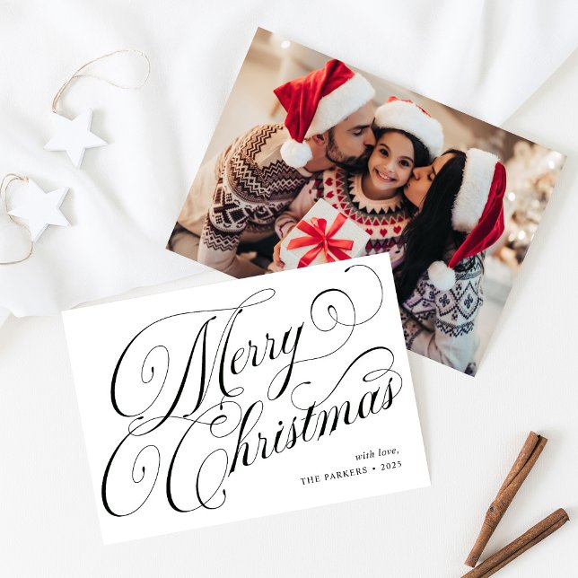 Tarjeta Festiva Fotos de la caligrafía blanca y negra de Feliz Nav (Subido por el creador)