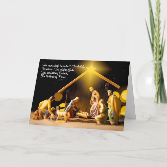 Tarjeta Festiva Fotos de la escena de la Natividad de Feliz Navida (Anverso)