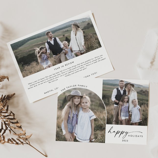 Tarjeta Festiva Fotos de la familia Boho Arch 3 modernas (Subido por el creador)