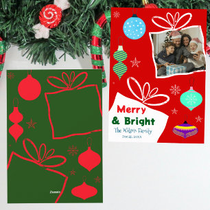 Tarjeta Festiva Fotos de la familia de cajas de regalo Merry & Bri
