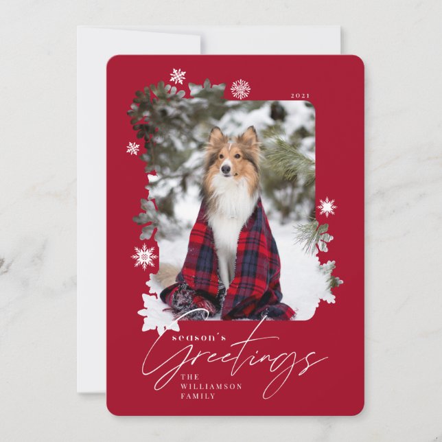 Tarjeta Festiva Fotos de la familia de copos de nieve de invierno  (Anverso)