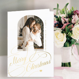 Tarjeta Festiva Fotos de la familia de guiones elegantes de navida