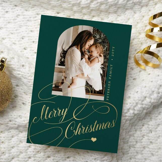 Tarjeta Festiva Fotos de la familia de guiones elegantes de navida (Subido por el creador)