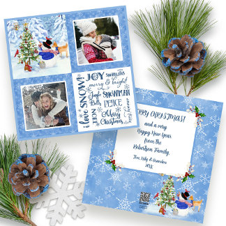 Tarjeta Festiva Fotos de la familia de Navidades de Nieve en Woodl