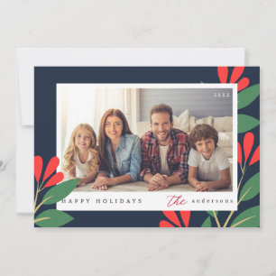 Tarjeta Festiva Fotos de la familia de Personalizados florales de