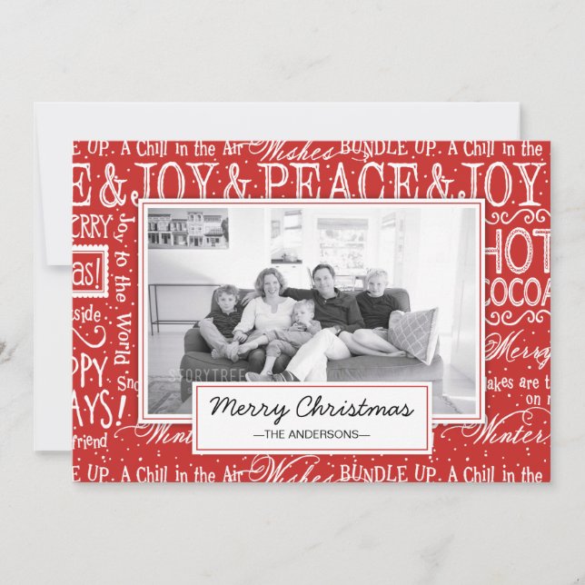 Tarjeta Festiva Fotos de la familia de Versos Blancos y Rojos de F (Anverso)