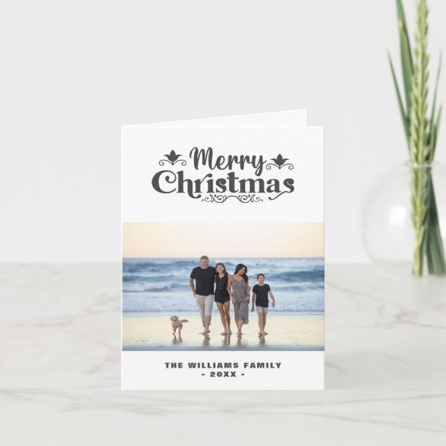 Tarjeta Festiva Fotos de la familia del Personalizado navideño Fel (Anverso)