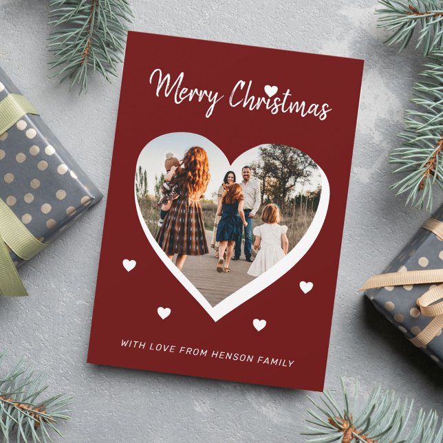 Tarjeta Festiva Fotos de la familia Merry Christmas Heart (Subido por el creador)