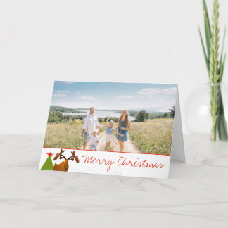 Tarjeta Festiva Fotos de la familia Merry Christmas Moose