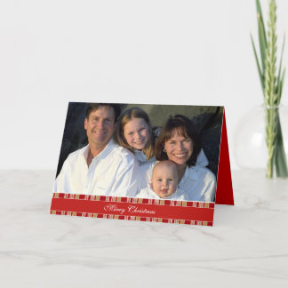 Tarjeta Festiva Fotos de la familia Merry Christmas Stripes