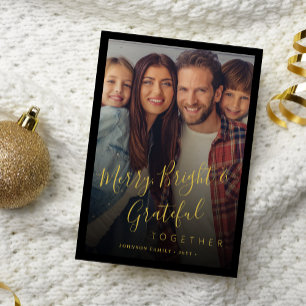 Tarjeta Festiva Fotos de la familia Merry y Bright y Navidades mod