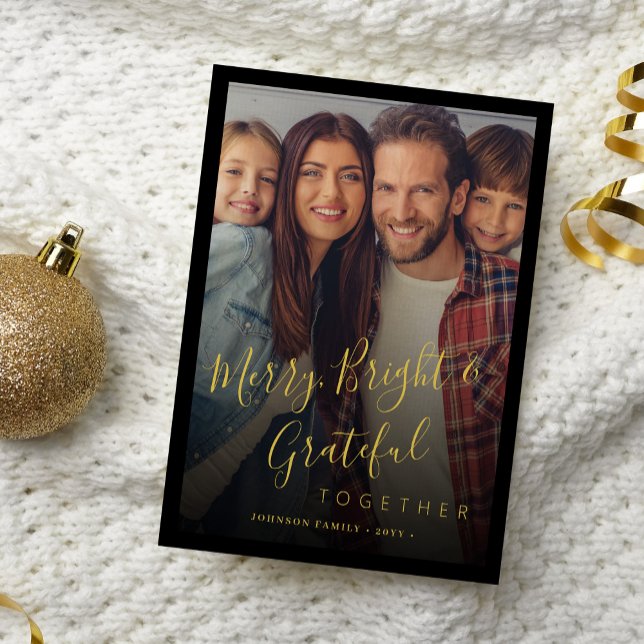 Tarjeta Festiva Fotos de la familia Merry y Bright y Navidades mod (Subido por el creador)