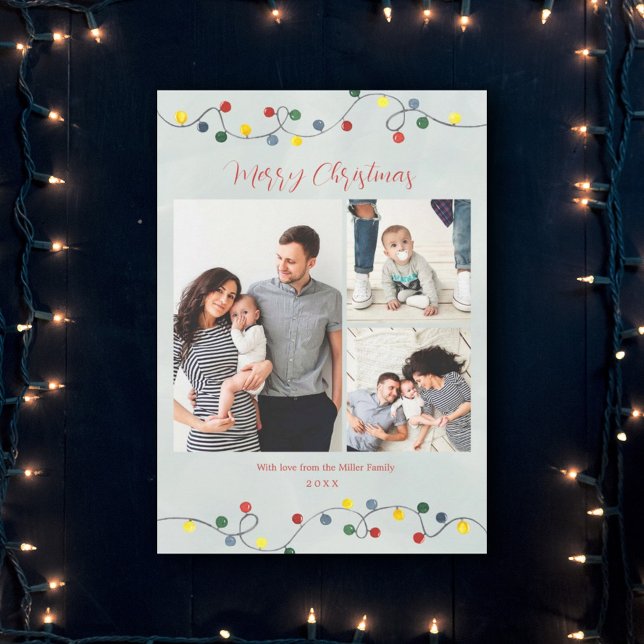 Tarjeta Festiva Fotos de la familia navideña de las luces navideña (Subido por el creador)