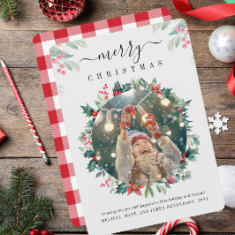 Tarjeta Festiva Fotos de la familia navideña Merry Mistletoe Berri