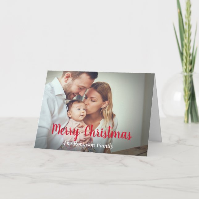 Tarjeta Festiva Fotos de la familia navideña Merry Personalizado m (Anverso)
