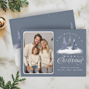 Tarjeta Festiva Fotos de la familia Woodland en invierno de Feliz