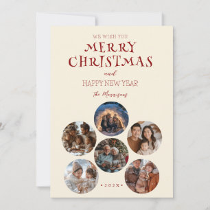 Tarjeta Festiva Fotos de la ronda navideña de Feliz Personalizado