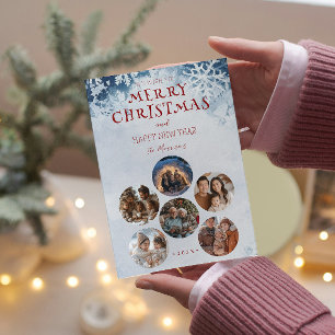 Tarjeta Festiva Fotos de la ronda navideña de Feliz Personalizado