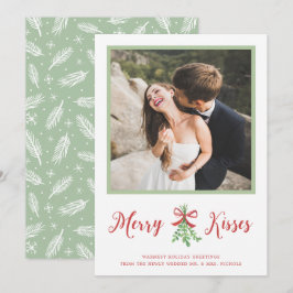 Tarjeta Festiva Fotos de los Navidades Mistletoe recién casados