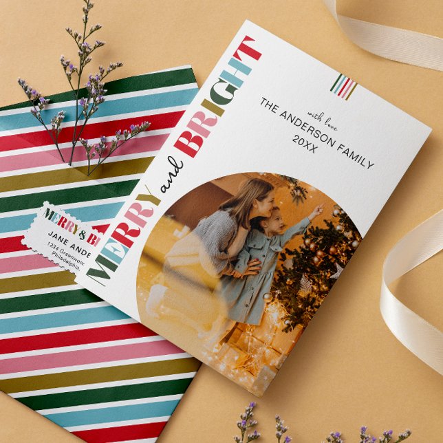Tarjeta Festiva Fotos de los Navidades Retro Merry y Bright (Subido por el creador)