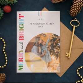 Tarjeta Festiva Fotos de los Navidades Retro Merry y Bright