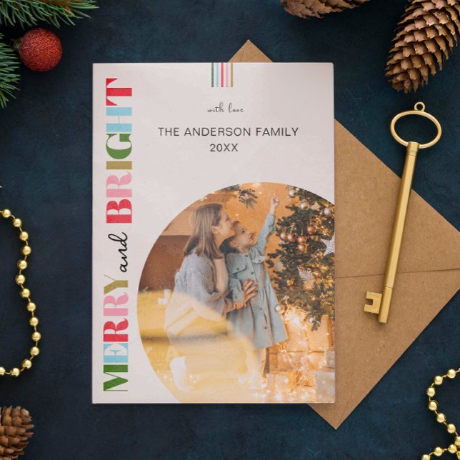 Tarjeta Festiva Fotos de los Navidades Retro Merry y Bright (Subido por el creador)