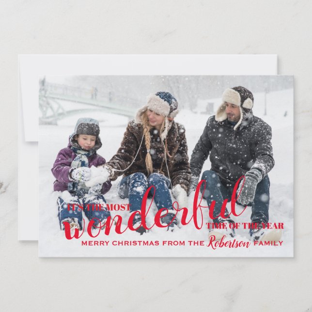 Tarjeta Festiva Fotos de los Navidades Rojos en la maravillosa épo (Anverso)