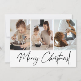 Tarjeta Festiva Fotos de los padres en escritura navideña moderna 