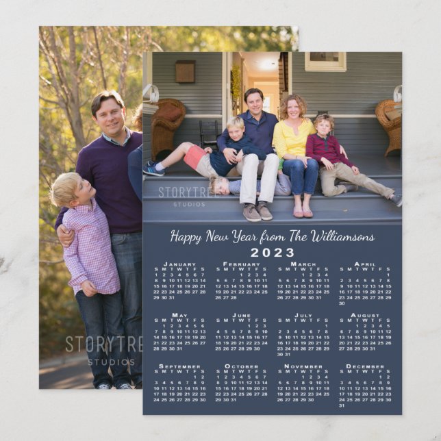 Tarjeta Festiva Fotos de los Personalizados del Calendario 2 de Bl (Anverso / Reverso)