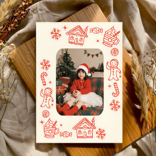Tarjeta Festiva Fotos de mano juguetona dibujando Navidades capric