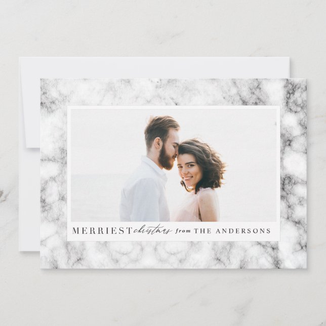 Tarjeta Festiva Fotos de mármol de los Navidades más bonitos (Anverso)