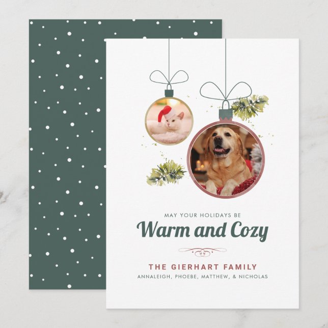 Tarjeta Festiva Fotos de Mascotas familiares de Navidades modernos (Anverso / Reverso)